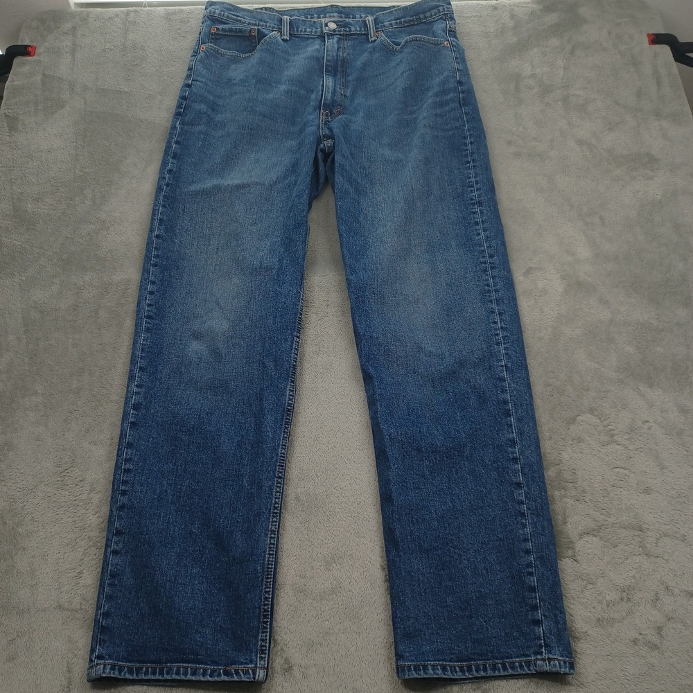 Levis 550 Jeans Mens 38x34 Blue Denim‎ Distressed Relaxed Fit Pockets Modern
